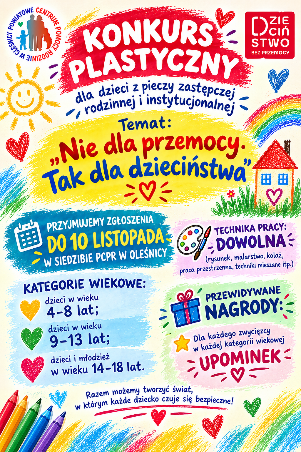 Konkurs plastyczny Nie dla przemocy. Tak dla dzieciństwa